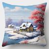 4PCS Seasonal Scenery Pillow Covers, Sofa Cushion Covers, Zipper Closure, Woven Style Lumbar Pillow Cases, for Living Room