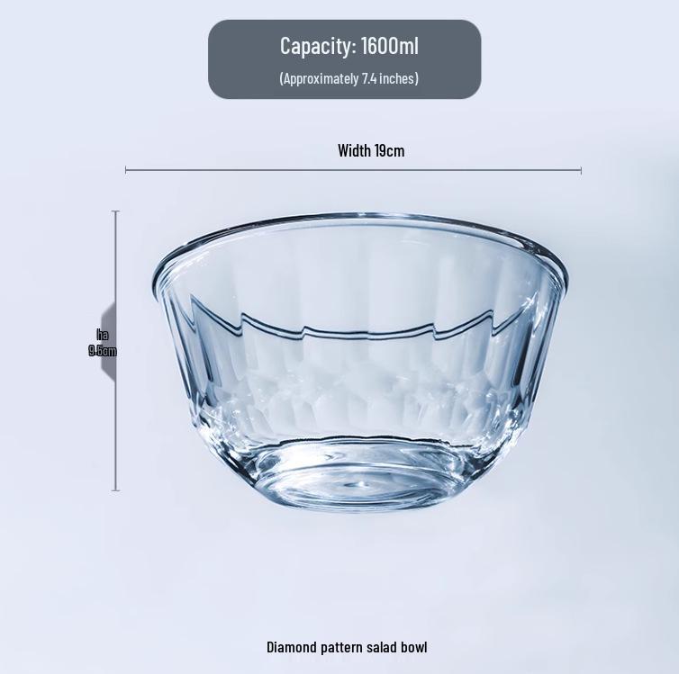 Heat-Resistant Borosilicate Glass Bowl for Microwave, Egg Beating, Baking, Dough Mixing, and Soup.