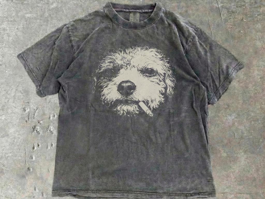 Smoking Maltipoo Shirt, Vintage Y2K Grunge Maltese Poodle Mix Graphic T, Funny Dog Face Shirt, Comfort Colors Meme T, Maltipoo Mom Dad Gift