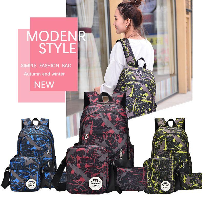 Stylish And Waterproof Canvas Backpack Set With Usb Charging For Men And Women
