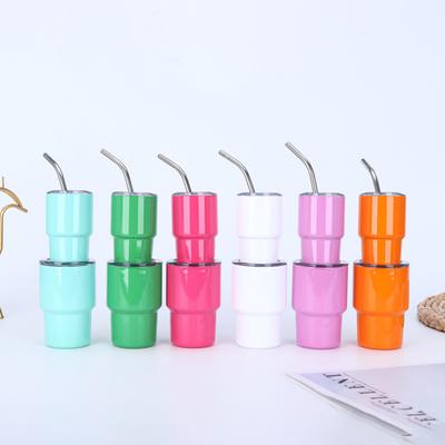 1/6Pcs Stainless Steel Tumbler Shot Glass with Straw Lid 90/150ml Mini Multi-Purpose Cup