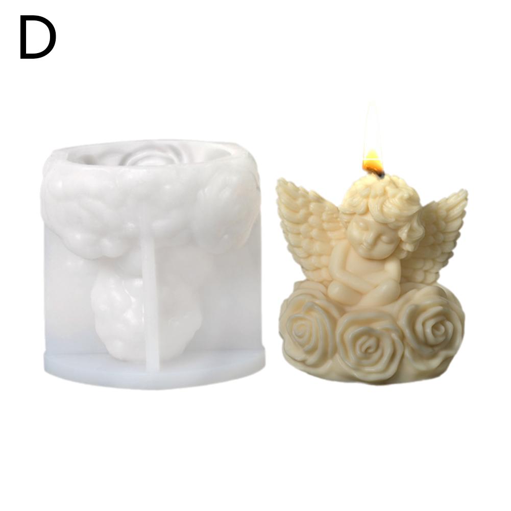 3D DIY Blume Engel Kerze Silikonform Flügel Junge Engel Kerzenform Rosenblume Engel Beton Zement Gipsformen