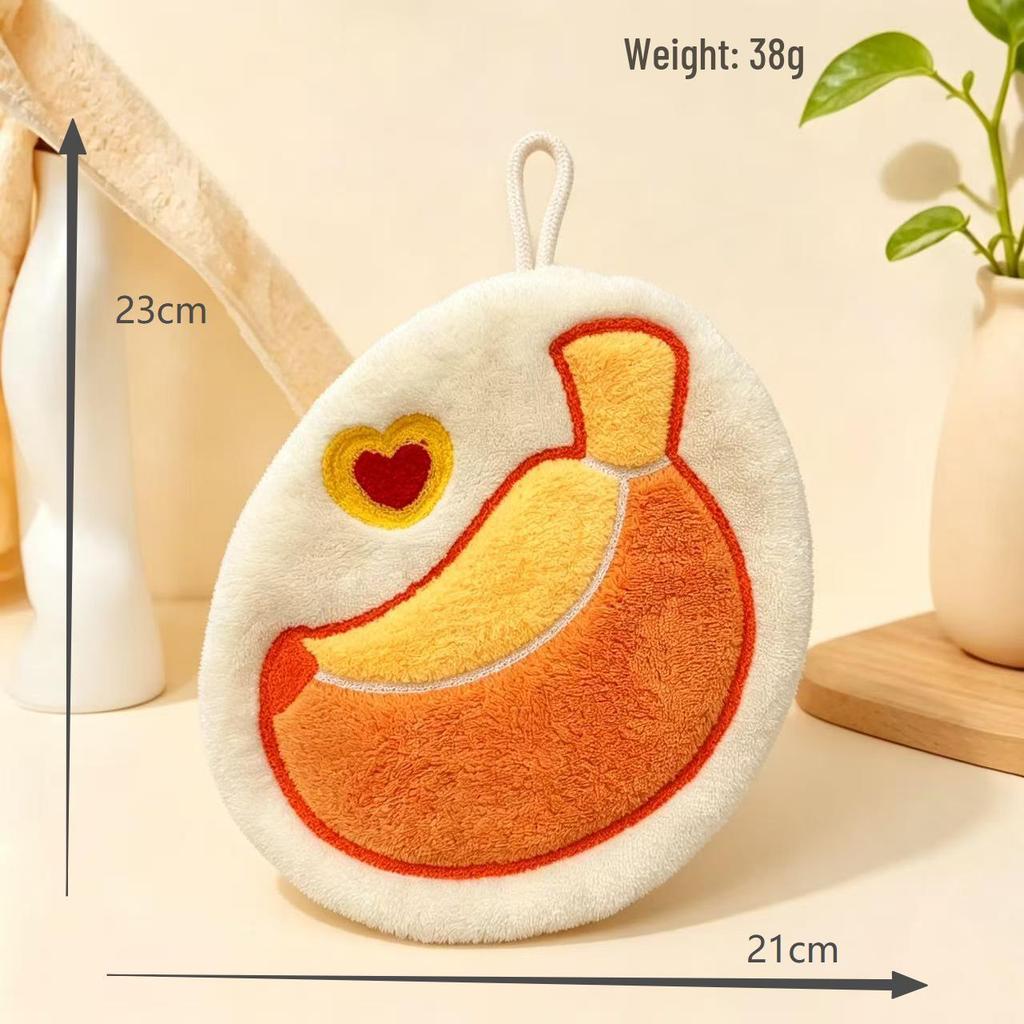 Children's Soft Coral Fleece Fruit Hand Towel - Absorbent, Thickened, and Hanging Kitchen Wipe