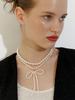 Love Me Monster Vintage Pearl Ribbon Necklace