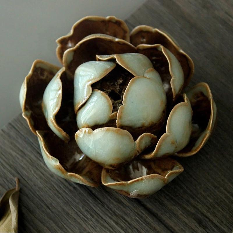 Ceramic Lotus Incense Burner Home Decor Incense Stick Holder Handmade Buddhist Aromatherapy Censer Use In Office Teahouse