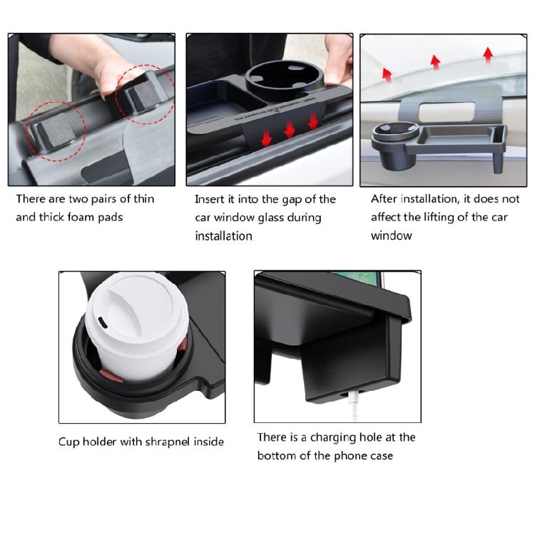 Car Accessories Organizers with Secure Cup Holder and Phone Slot Hanging Storage Bracket Rack for Side Door Convenience
