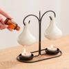 Double Ceramics Pot Hanging Essential Oil Burners Metal Tealight Holder Rack for Bedroom and Living Room Table Decors