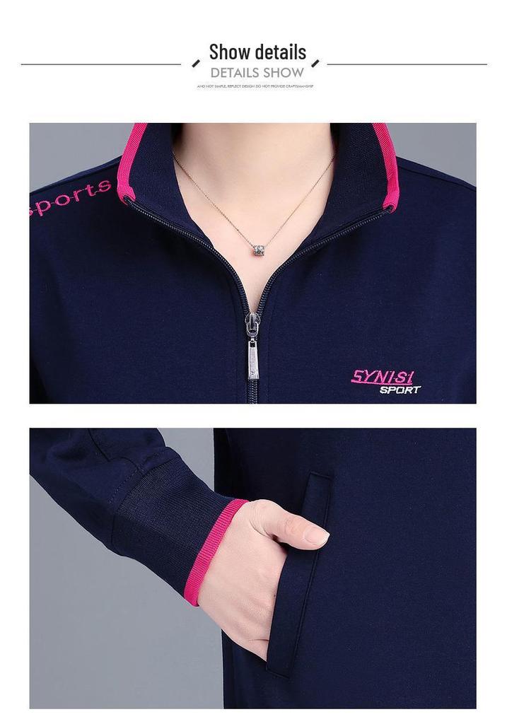 Women's Spring & Autumn Sports Suit - Elegant Casual Hoodie for Middle-aged & Elderly