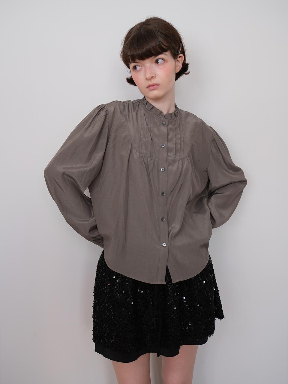 Prebois Silky Ruffle Pintuck Blouse Ivory/Free