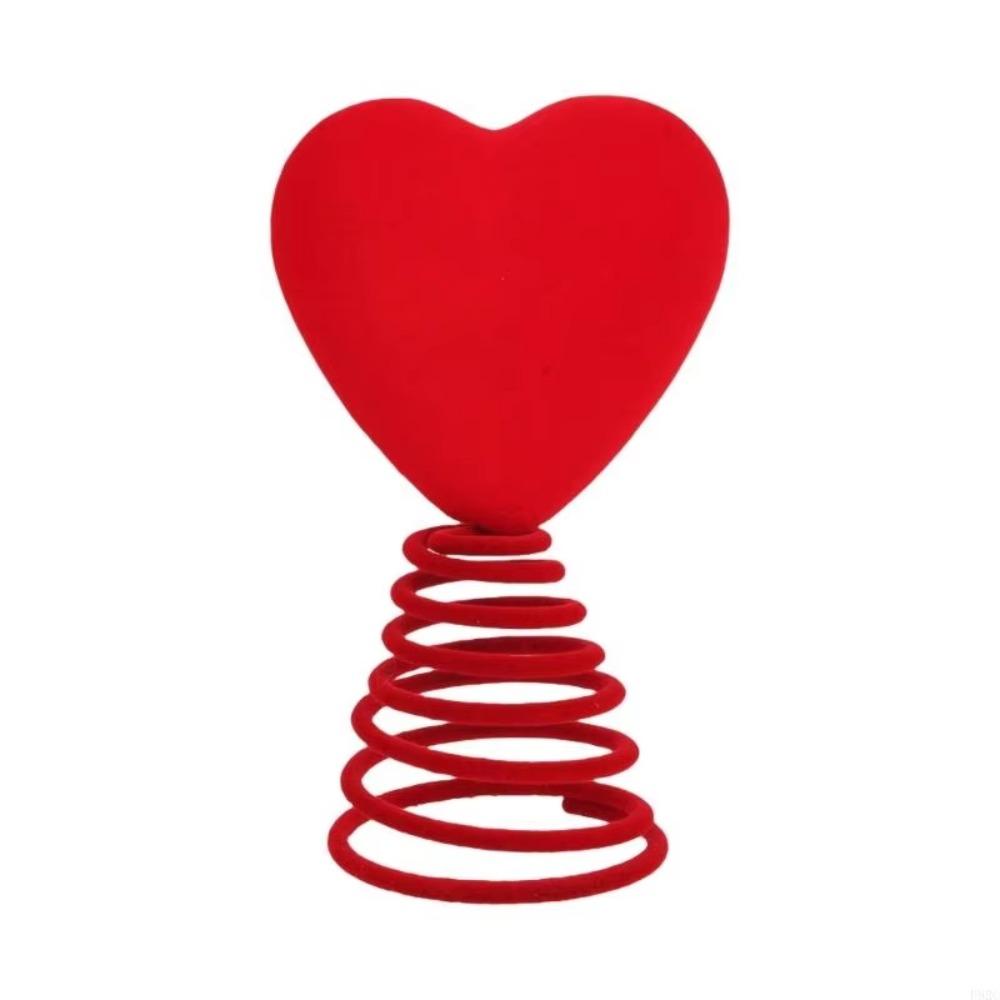 

Glitter/Velvet Heart Treetop Ornament Coil Spring Mini Valentine Tree Topper Christmas Holiday Velvet 9x14cm