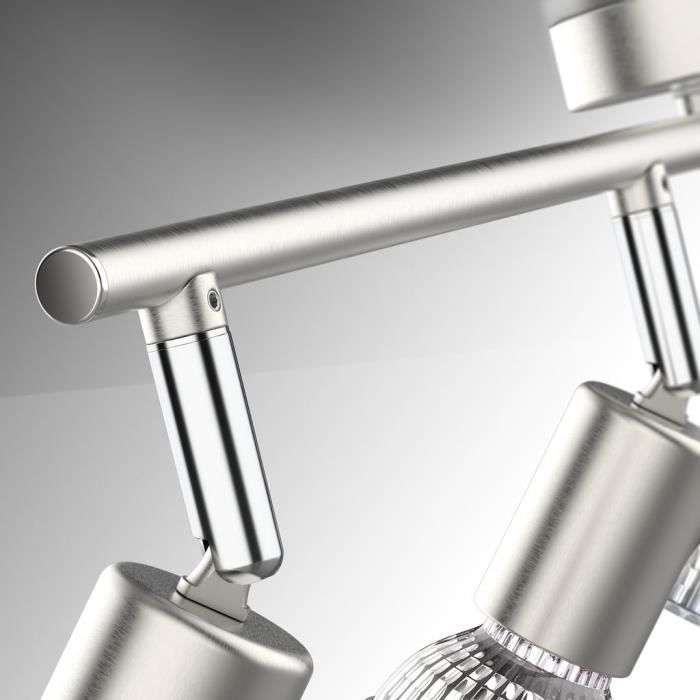 Plafonnier - B.K. Licht - 4 Spots Orientables - LED 5W GU10 - Gris - Design Contemporain