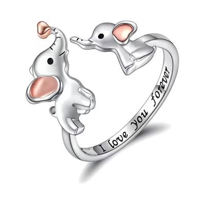 Glücksgeschenk Verstellbarer Ring mit Öffnung Elefantenring Neue Mode Mutter und Kind Nischendesign Accessoires