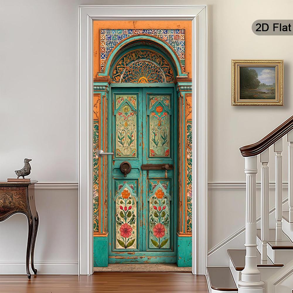 37Style Floral Door Stickers Removable Vinilos Para Puertas Adhesive Wallpaper Art Murals for Doors Bibliotheque Modern Home Decor