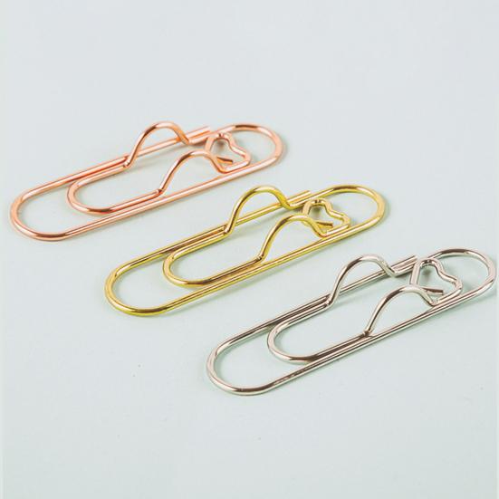 6Pcs Metal Heart Pen Clips Notebook Pen Holders Colored Paperclip Cute Shaped Clips School Supplies Organizer