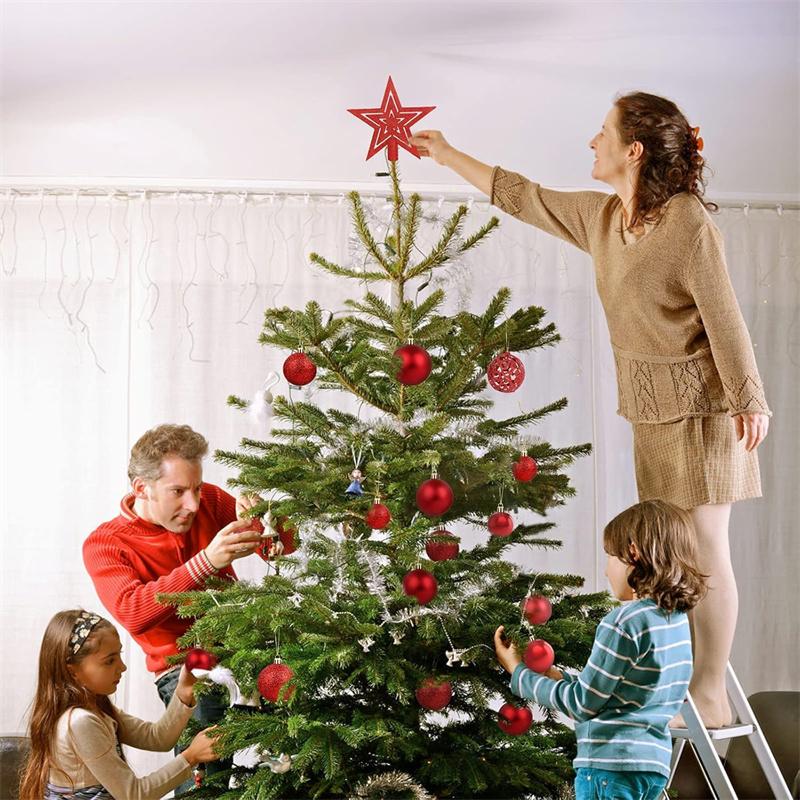 101Pcs Christmas Balls Christmas Tree Ornaments Top Star Xmas Hanging Tree Pendants Home Party Xmas Tree Decor New Year Gifts