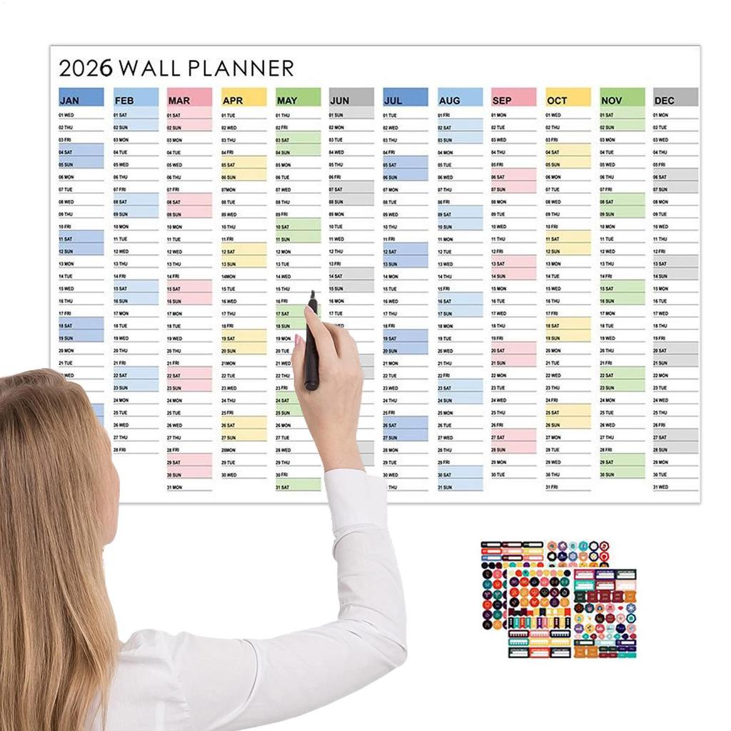 2026 Wall Calendar 2026 Yearly Wall Calendar Daily Planner Decorative Planning Poster 12 Month Big Aesthetic Planner Home Decor
