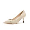 European station spring new high heels thin heel pointed fashion shallow mouth temperament metal buckle commuter single shoes heels