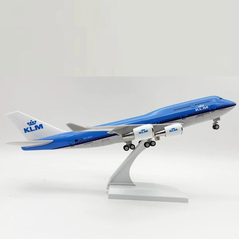 30CM Diecast Airplane Model B747 KLM Airlines Models Aircraft With Base Landing Gear Wheels 1/240 Scale Resin Aircraft Plane