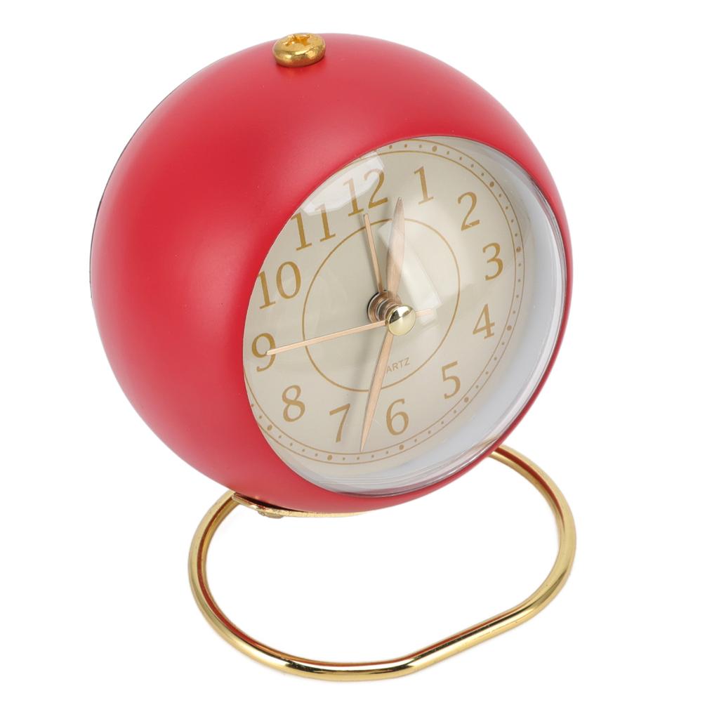 Retro Wecker Leise Dekorativ Rund Ringfuß Kleiner Quarzwecker mit Umgebungsnachtlicht