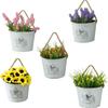 Home Decoration Iron Planter Hanging Metal Bucket Flower Pot Wall Mounted