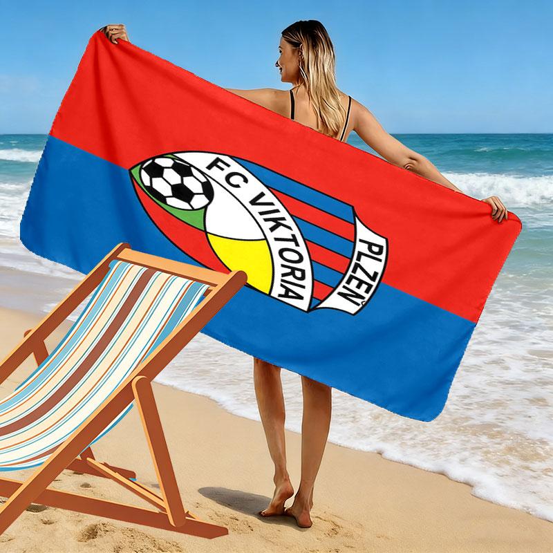 FC Viktoria Plzeň Print Beach Towel, Large Soft Quick Dry Towel for Beach Camping Swimming