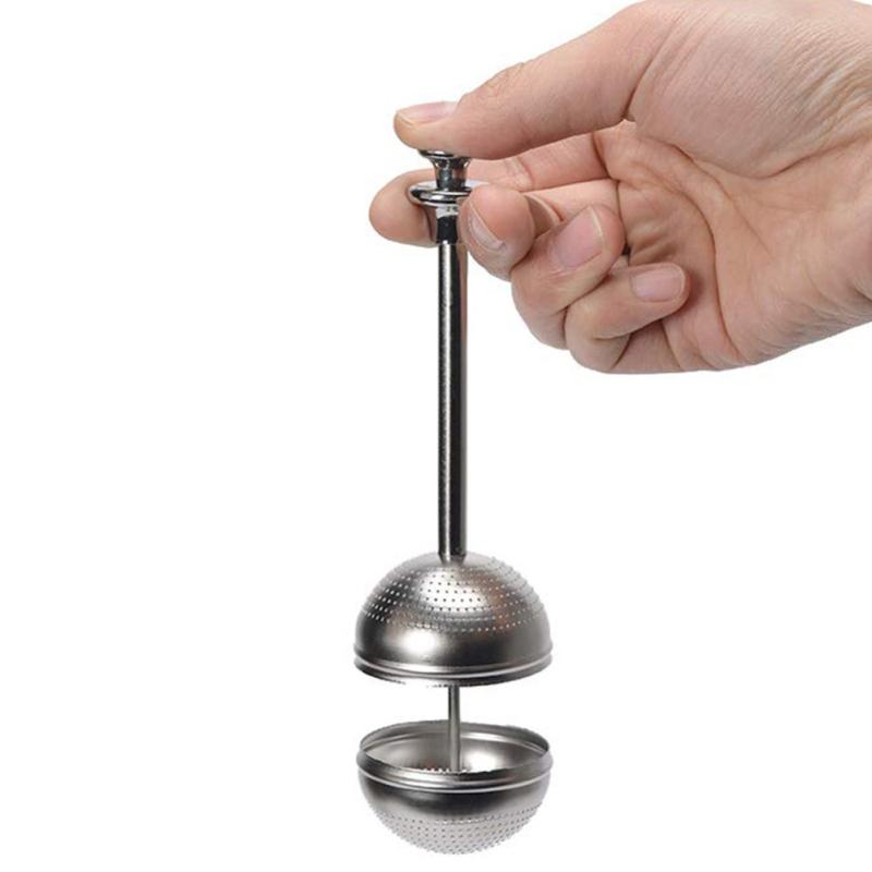 Lebensmittelechte Edelstahl-Teekanne Teesieb, Einziehbarer sphärischer Netztee-Infuser-Filter,