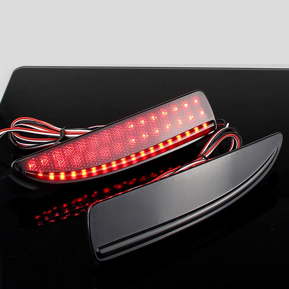 Smoked Black LED Rear Bumper Reflector Tail Brake Signal Light For Mazda 3 5 6