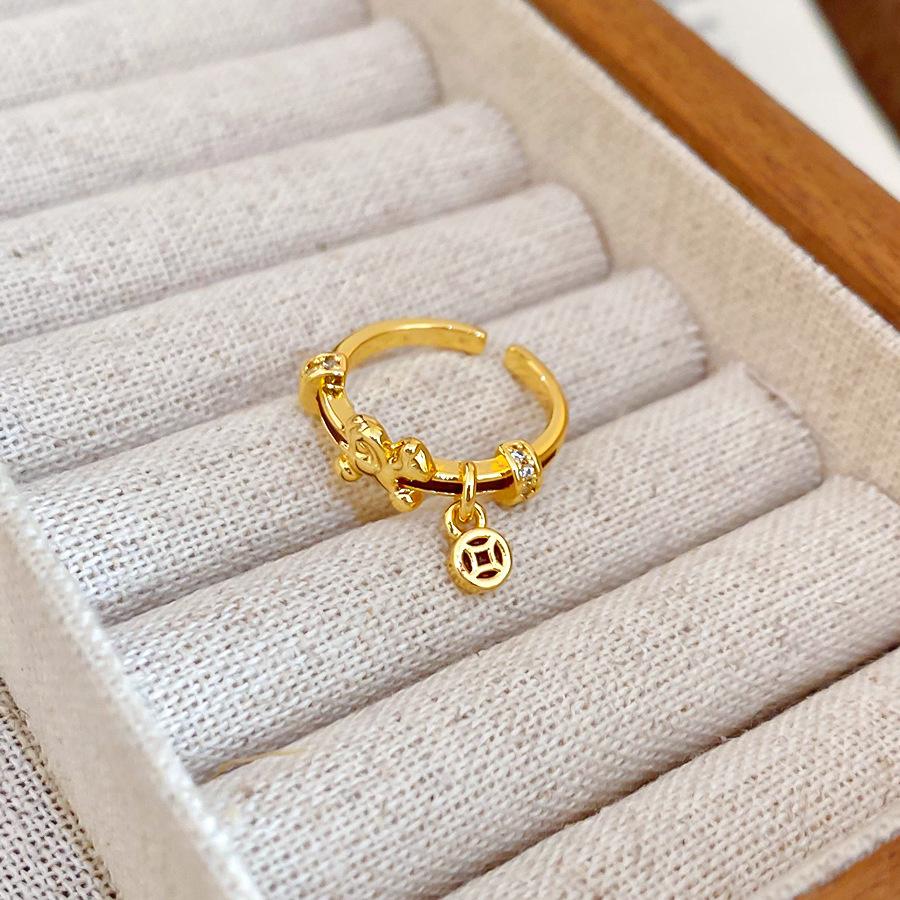 Real gold electroplated dripping pony open ring natal year retro temperament index finger ring female