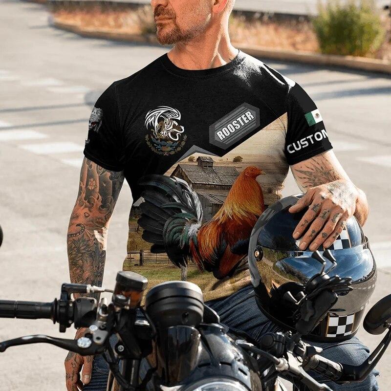 Mens T-Shirts Summer Tees Mexico Rooster Fight Champion 3D Print Casual Short Sleeve Shirt Unisex Harajuku Tops Women Streetwear