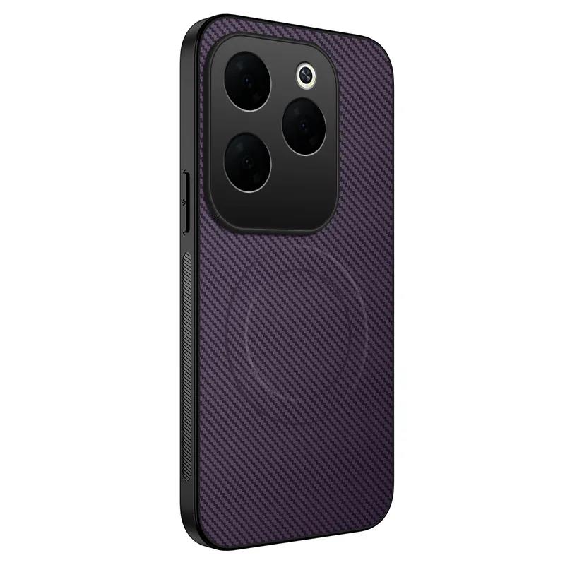 Magnetic Wireless Charging Phone Case For Infinix HOT 40i 40 Pro Hot 50 50I 50 Pro Plus Carbon Fiber Pattern Silicone Cover Case
