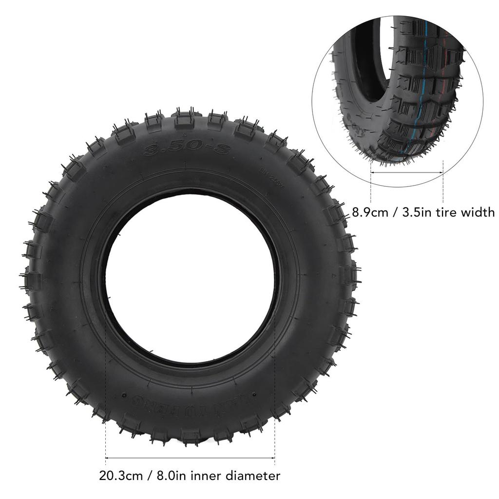 Motorcycle Tire and Tube Set, 3.50-8 Inch, Metal-Rubber, Explosion-Proof, High Strength, for Z50, Z50A, Z50R, and Z50RD