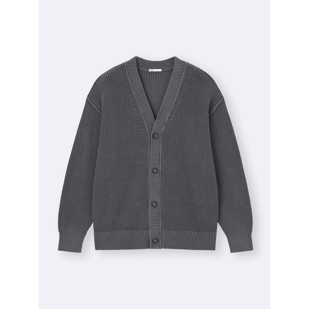 Uniqlo Gu Wash Ribbed V Neck Cardigan