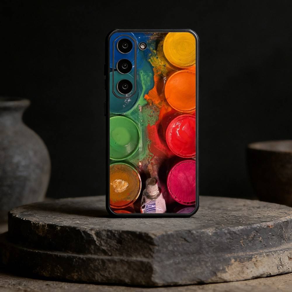 Watercolors Set Paint Palette Phone Case For Samsung Galaxy A20,21s,22,31,32,52,53,72,73,80,91 Soft Black Shell
