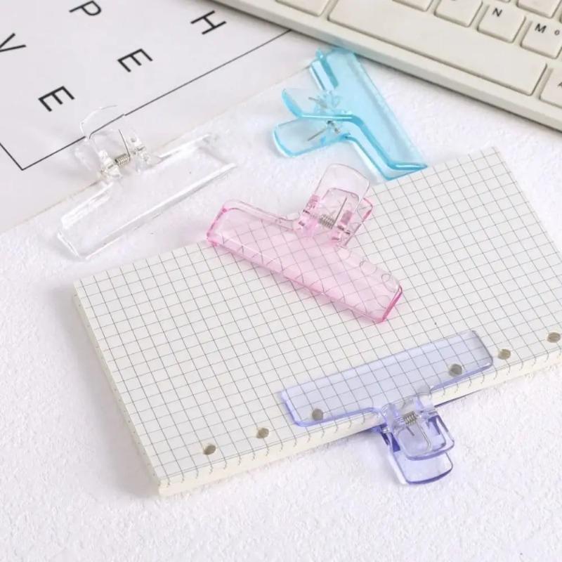 1Pcs Ins Transparent Binder Clips Kawaii Paperclips File Documents Tickets Clips Bookmarks Index Page Holder Office Binding Supplies