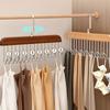 2pcs Multifunctional Wooden Clothes Hanger With 8 Hooks Space Saving Closet Organizer For Belts, Ties, Bras, Tank Tops, Jeans And Trousers