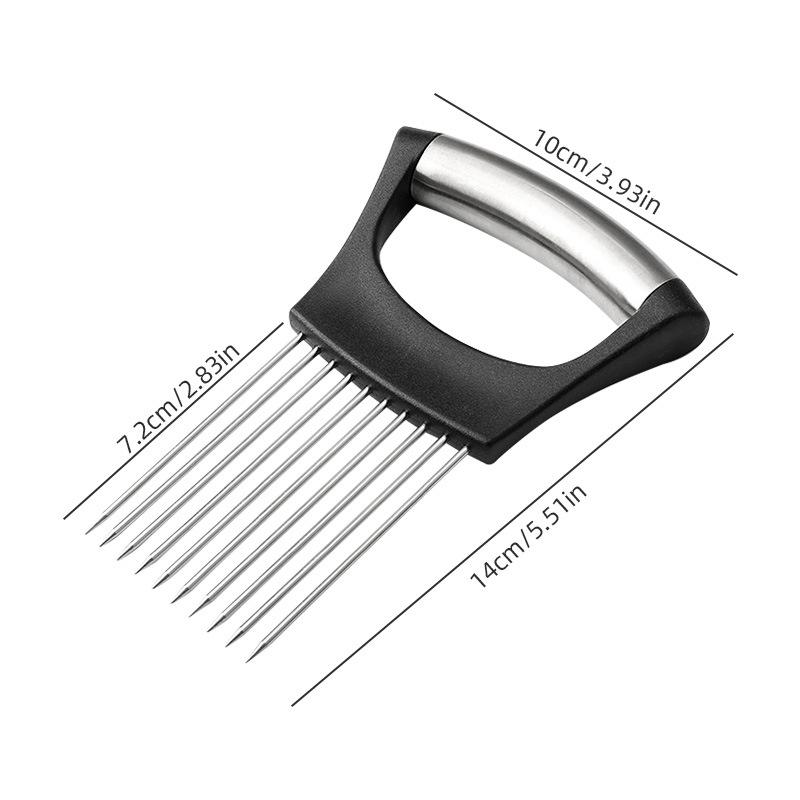 Stainless Steel Onion Holder & Slicer - Vegetable & Meat Tenderizer Tool
