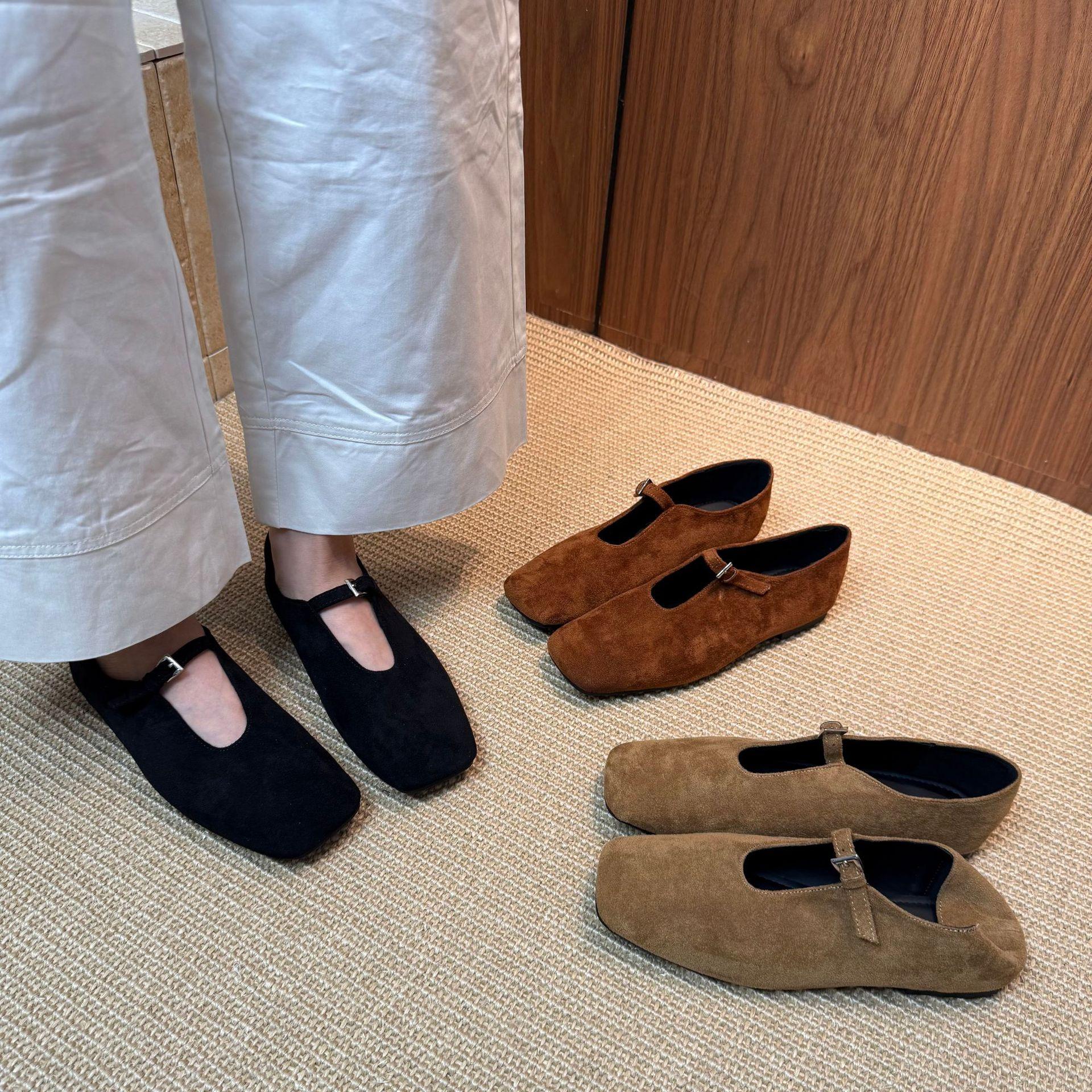 

2025 новые замшевые туфли с квадратным носком на мягкой подошве, универсальные, для беременных женщин, для работы 39 абрикосовый