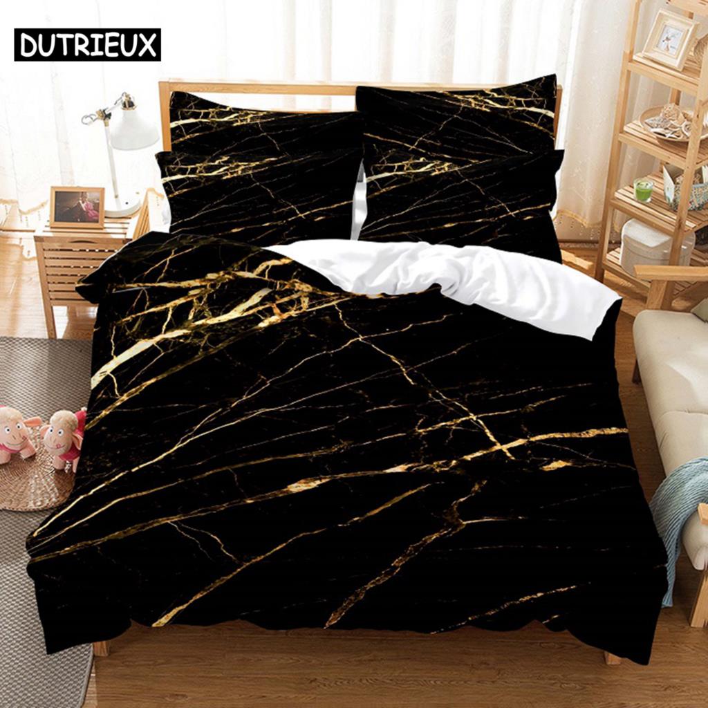Comforter 3D Digital - Printed Queen - Sized Colored Marble - Themed With Fashionable Design