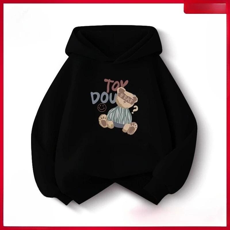

Stylish and comfortable children s hoodie, teddy bear cartoon print, comfortable and soft, warm hoodie for autumn 3XL