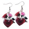 Blood Red Heart Rose Acrylic Earrings - Valentine's Day