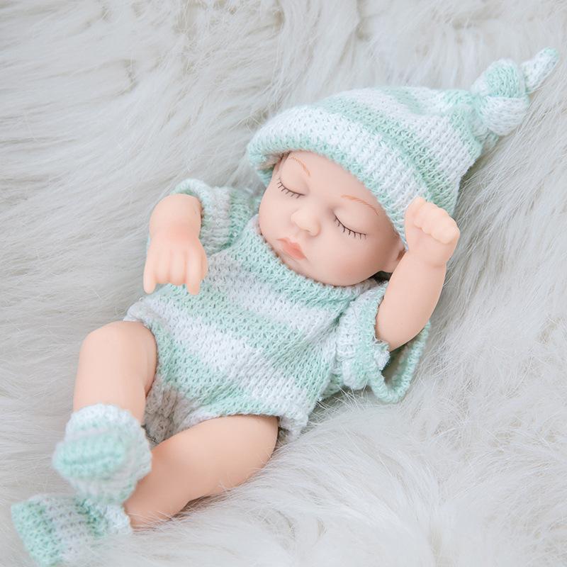 7-inch Simulation Reborn Doll Sleeping with Eyes Closed Palm Dolls Soft and Pinchable Waterproof Vinyl Beibei Doll Cute Mini Girl's Birthday Gift
