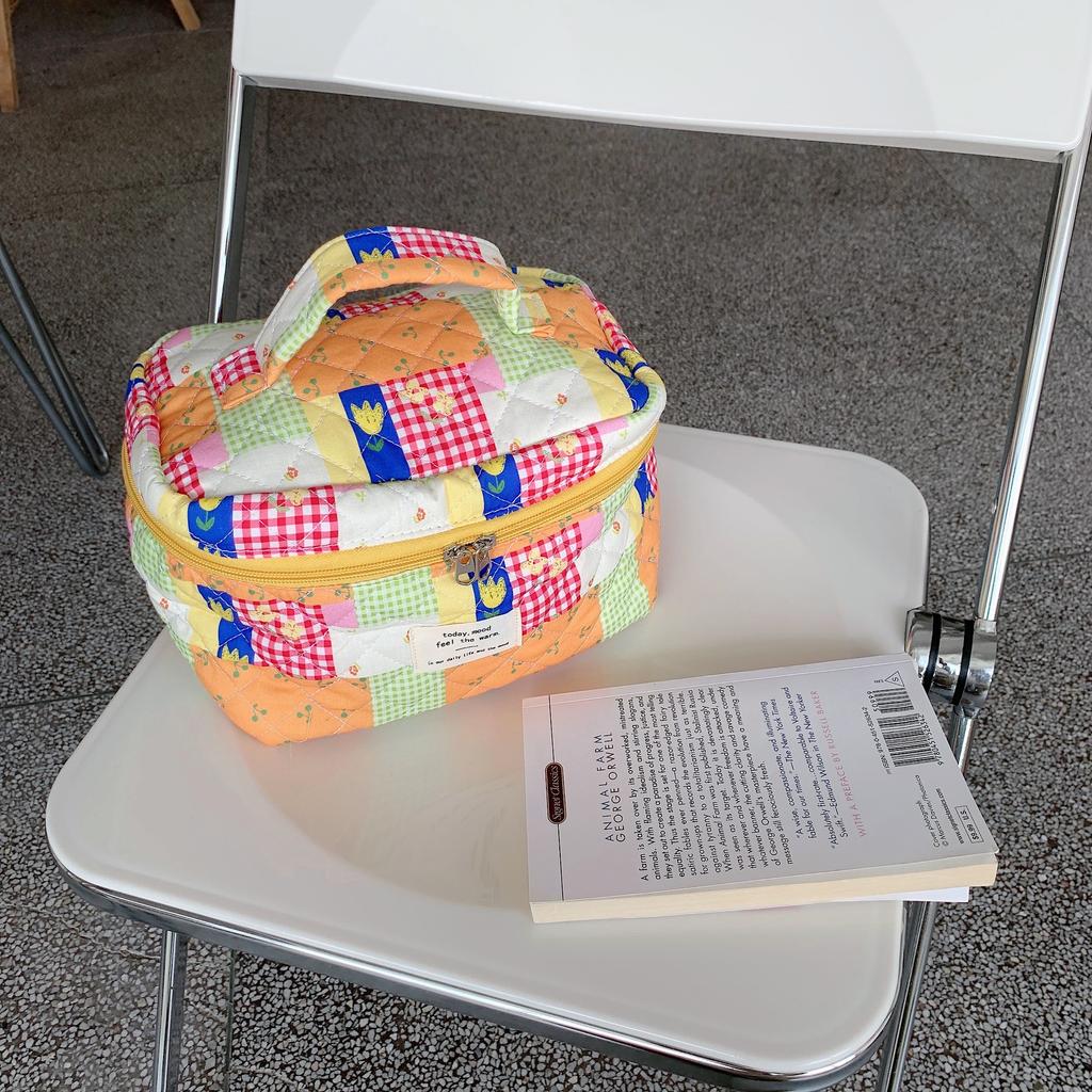 Floral Prints Women's Cosmetic Bag Cases Cotton Fabric Ladies Small Storage Bags Casual Cute Female Box Colorful Handbags