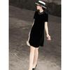 Lanser Elegant French Style Silk Velvet Little Black Dress