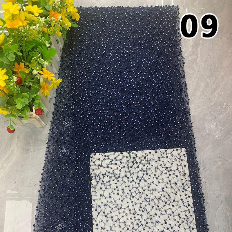 1 Yard  Luxury Heavy Embroidery Pearl Sequin Bead Fabric Gorgeous African Gauze Lace Fabric DIY Handmade Wedding Dress Garments