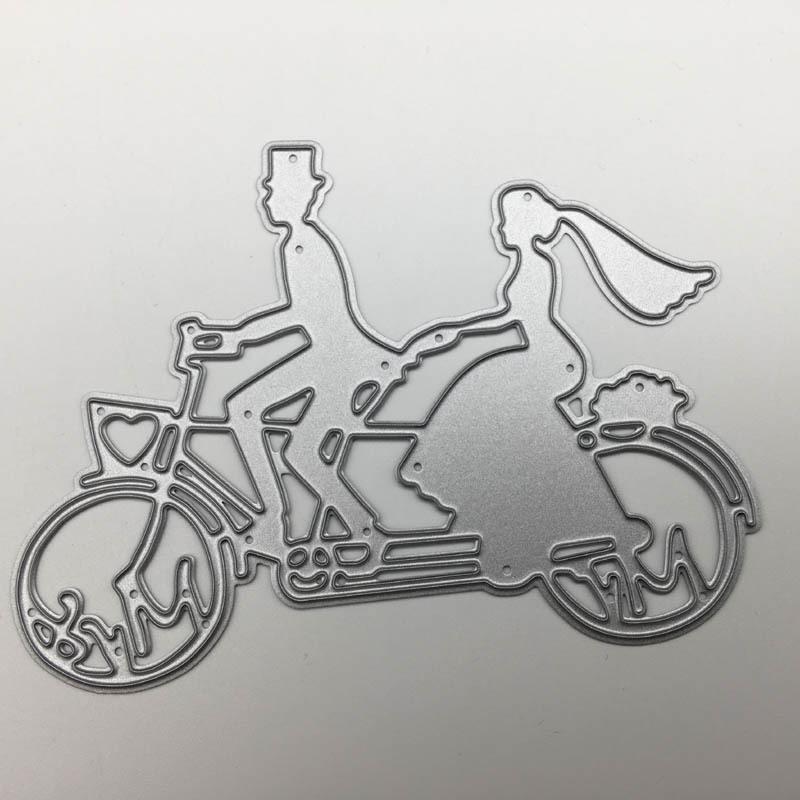 Kovové vykrajovátka a šablony pro pár na kole, Die Cut pro DIY Scrapbooking Album Papírové Karty Ražba