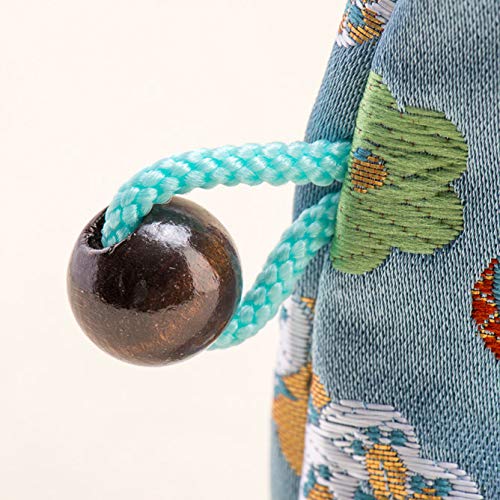 Kyoto Geibido Nishijin Ori Gold Brocade Cosmetic Pouch Japanese Pattern Made In Japan Fan Face (Black Navy)