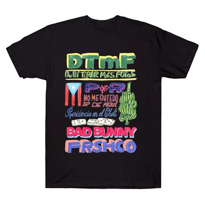 DTMF Merch Residencia Tour Tee Rapper Bad Bunny T-shirts Oversize Cotton High Quality Harajuku T Shirt Hip Hop Women Men Clothes