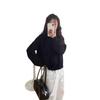 Real Shot Stand-up Collar Double Zipper Design Sense Solid Color Arm Fringe Long Sleeve Loose Lazy Wind Knitted Jacket Cardigan Women