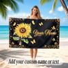 Floral Garden Theme Soft Beach Towel Personalized Custom Name Text Towel Portable for Beach Pool Travel