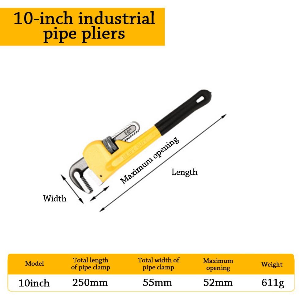 Multi-Purpose Pipe Pliers Labor-saving Black&Yellow Water Pipe Pliers Water Pipe Self-Tightening Pliers Pipe Wrench Universal